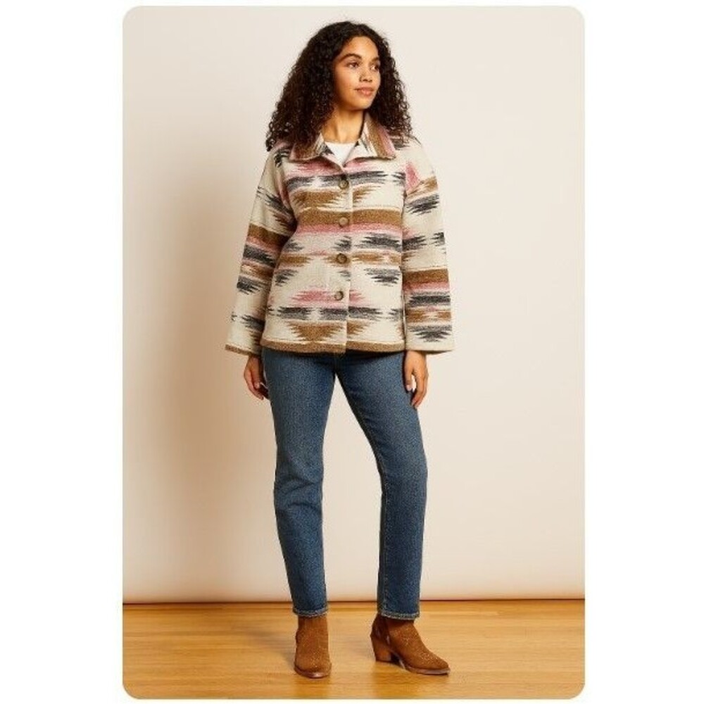 Blue B Collection Southwestern Jacket Aztec Shacket Tribal Womens Size L